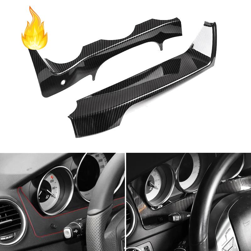 Khung gắn bảng điều khiển vô lăng xe hơi bằng sợi carbon cho Mercedes Benz C Class W204 2011 2012 2013
