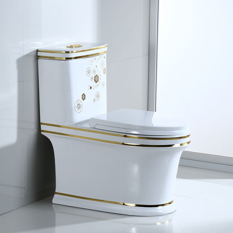 Nhà vệ sinh màu gia dụng câm siphon siêu xoáy khử mùi cỡ lớn nước vàng gốm sứ