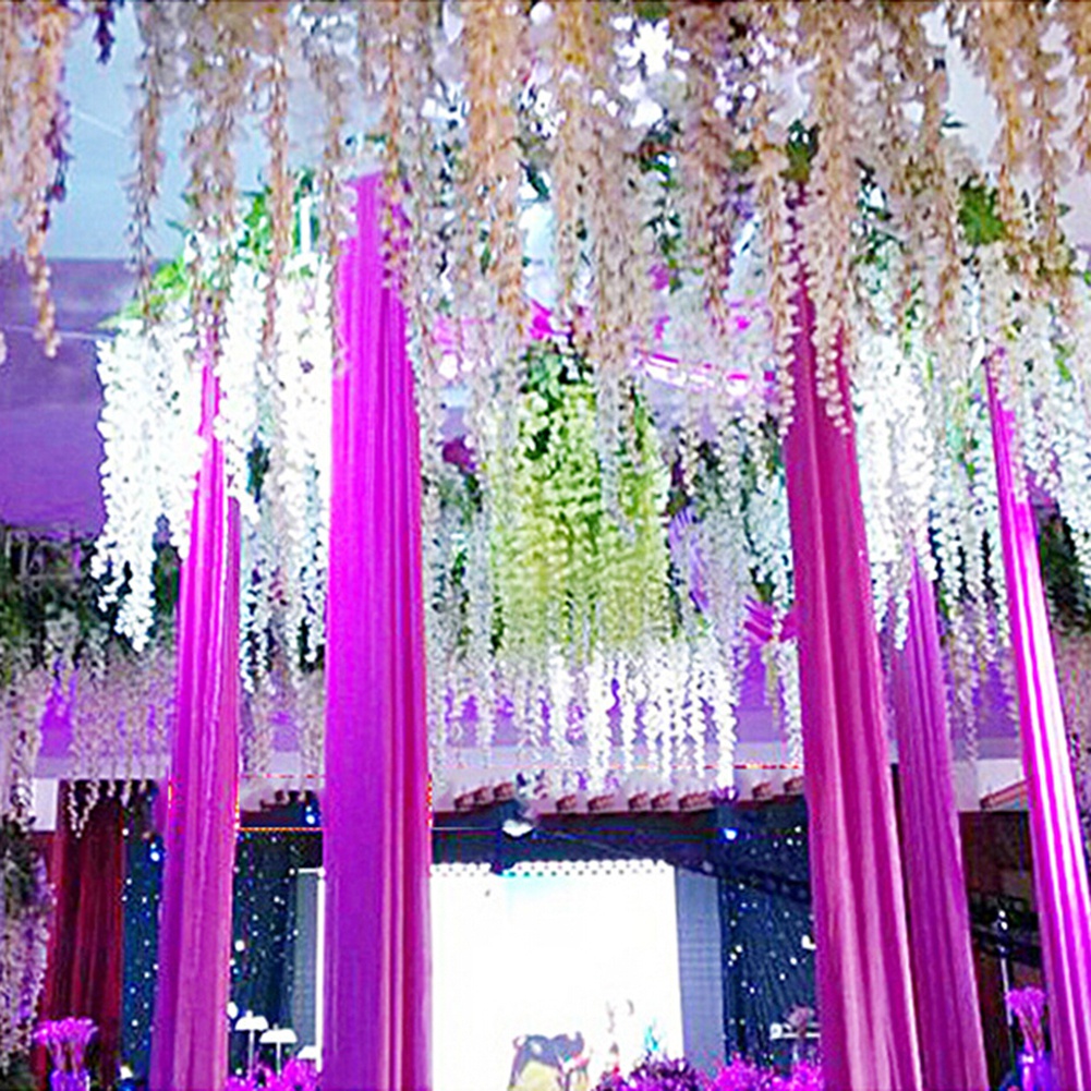 1 Nhánh Hoa Tử Đằng Nhân Tạo Treo Tường Trang Trí Nhà Cửa / Tiệc Cưới