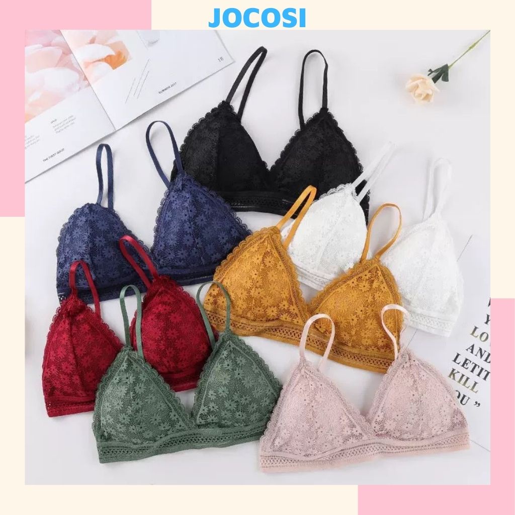 Áo bra nữ ren 2 dây đẹp, áo ngực nữ mút mỏng mặc thoải mái JOCOSI B7156