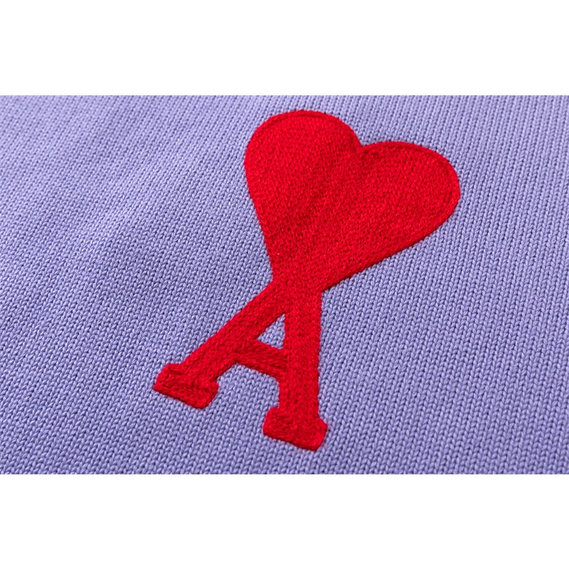 AMI De Coeur Áo sweater cotton cổ tròn thêu hình trái tim đỏ cho cặp đôi nam và nữ | BigBuy360 - bigbuy360.vn