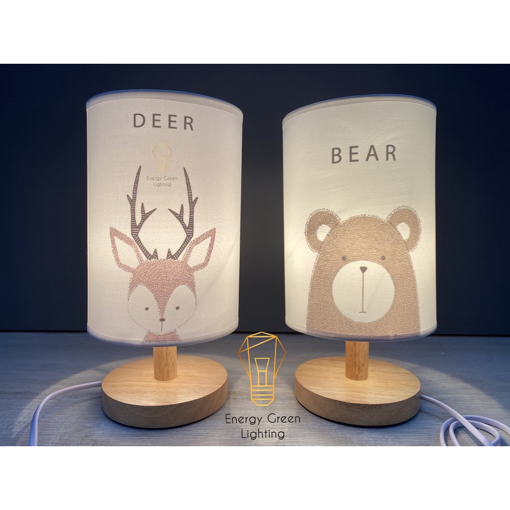Đèn Bàn Trang Trí Energy Green Lighting Kiểu Dáng Cổ Điển Thân Gỗ DB-616 5 Mẫu Hình Động Vật Dễ Thương