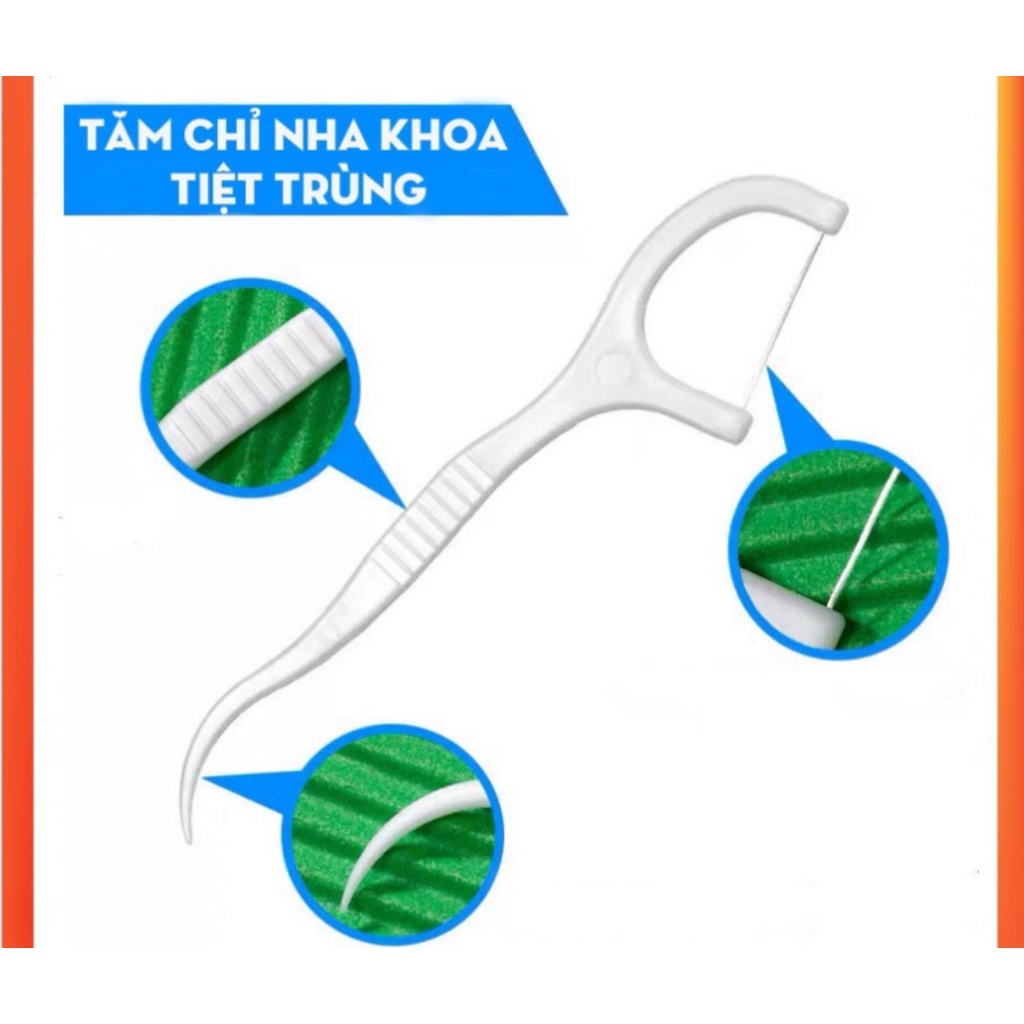 Tăm chỉ nha khoa tiệt trùng hộp 50 cây - Tăm nha khoa vệ sinh kẽ răng chân nướu chuyên dụng