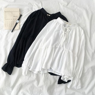Áo Sơ Mi Voan Phong Cách Hàn Quốc baju baju wanita Lenan panjang