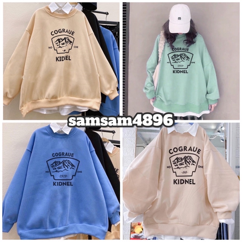 [FREESHIP 50K] Áo nỉ Cograue ulzang Tay Phồng, Áo Sweater Nỉ Chui Đầu Form Rộng Unisex