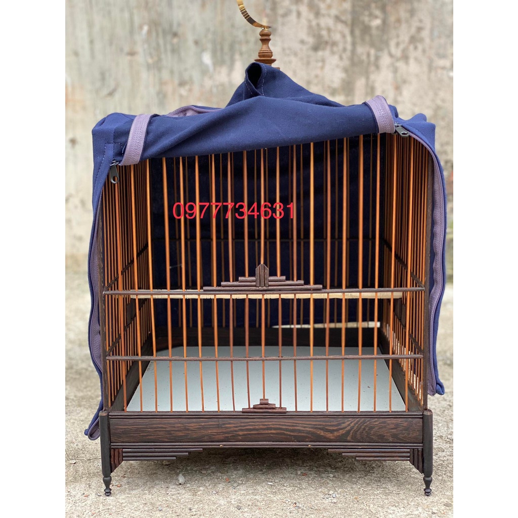 Khung lồng chim chào mào tự ráp gỗ mun đuôi công báng súng trụ tròn tiện đẹp kỹ mịn cao cấp kèm đủ phụ kiện Kabosa