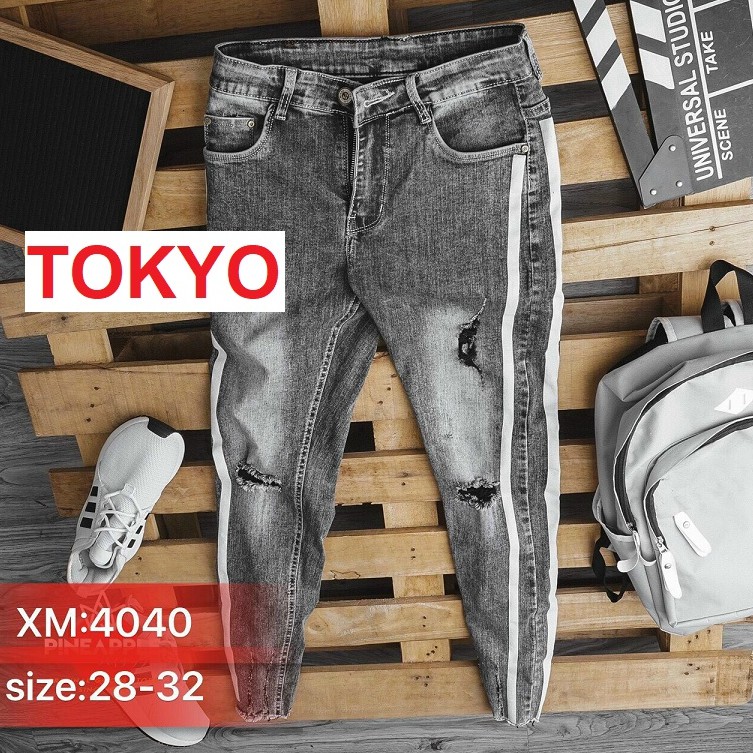 QUẦN JEAN NAM RÁCH COTON CO GIÃN VIỀN LINE DÁNG HÀN QUỐC VS 4040 TOKYO_FASHION