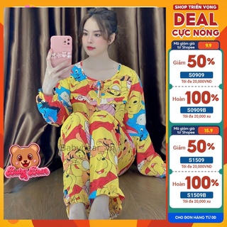 Bộ lanh mặc nhà, đồ bộ tole nữ tay dài quần dài Babybearvn 45-65kg