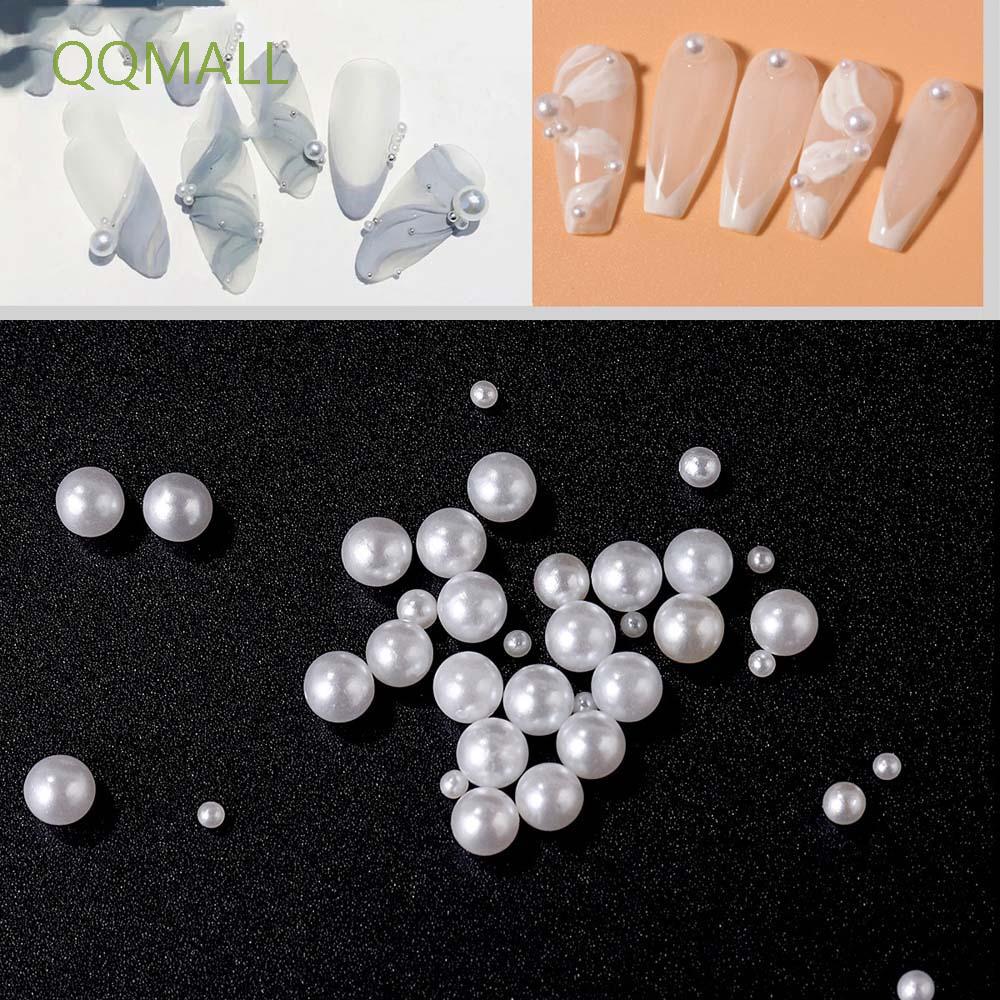 [Hàng mới về] Hộp ngọc trai giả 12 ngăn bằng nhựa AB hình bán nguyệt nhiều kích thước trang trí móng 3D DIY