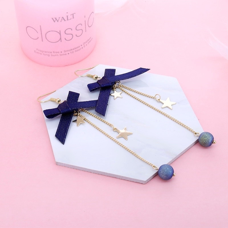 Set vòng cổ choker + khuyên tai sao rơi màu xanh phong cách Lolita