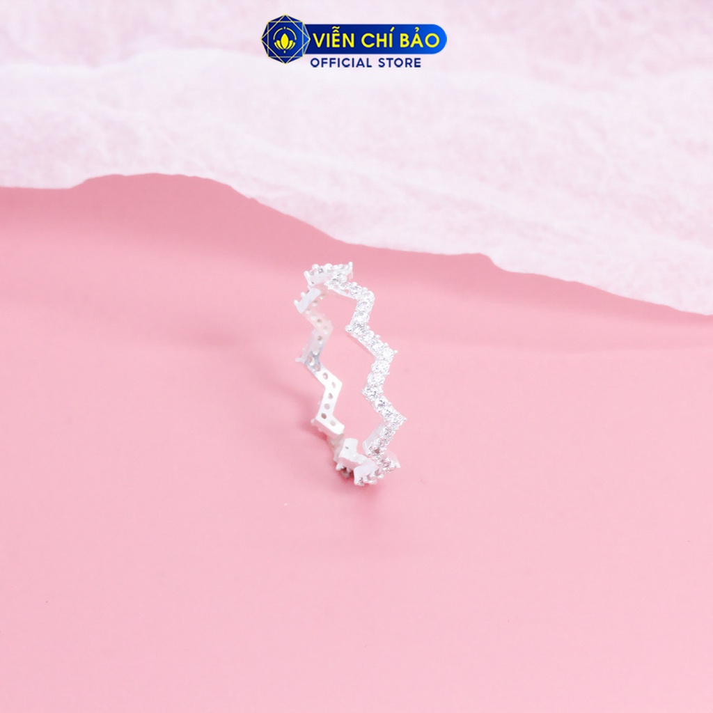 Nhẫn bạc nữ Zig Zig đính đá chất liệu bạc 925 thời trang phụ kiện trang sức nữ Viễn Chí Bảo N400789