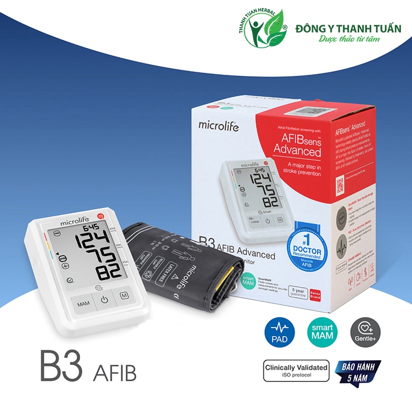 [Cảnh báo đột Quỵ] Máy đo huyết áp tự động Microlife B3 AFIB Advance - BH 5 năm, tặng bộ đổ nguồn