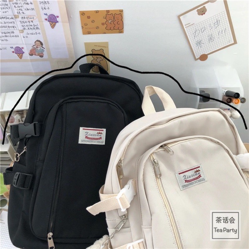 Balo canvas vintage tặng kèm móc khóa siêu cute