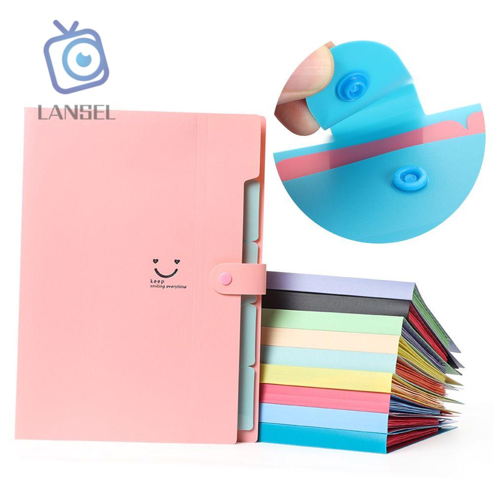 Túi đựng tài liệu giấy tờ khổ A4 5 ngăn chống thấm nước nhiều màu sắc xinh xắn