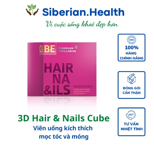 Viên uống kích thích mọc tóc và móng 3D Hair &amp; Nails Cube - SIBERIAN WELLNESS