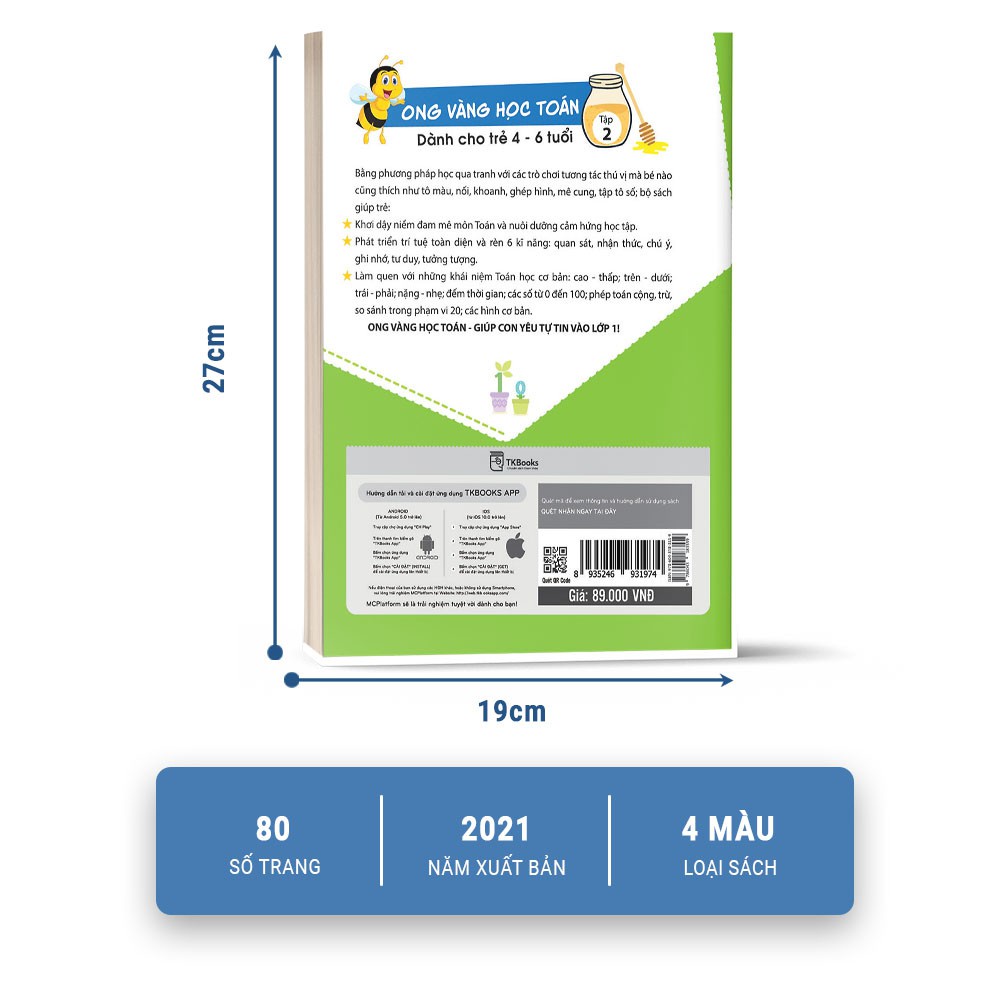 Sách - Ong Vàng Học Toán Dành Cho Trẻ 4-6 tuổi tập 2
