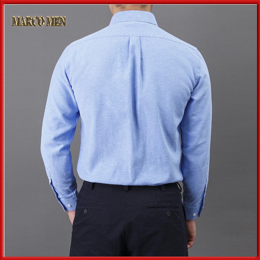Áo sơ mi nam dài tay màu xanh vải oxford thấm hút mồ hôi, chống nhăn