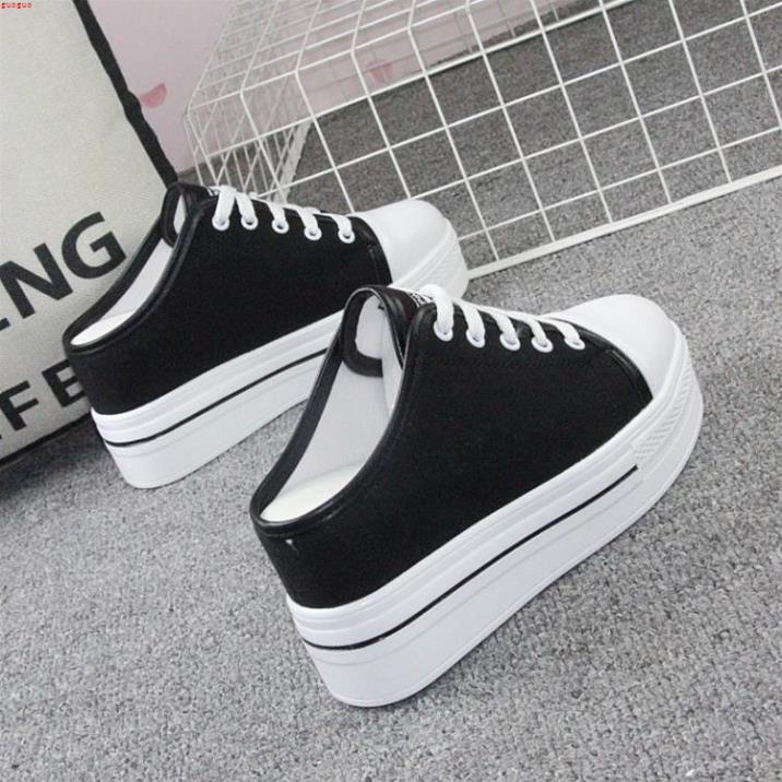 Giày Lười Canvas Thoáng Khí Đế Độn 8cm Thời Trang Cho Nữ VLE