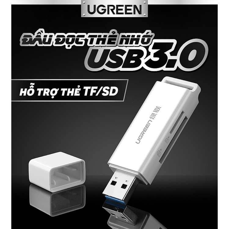 Đầu đọc thẻ nhớ SD/TF Jack cắm USB 3.0 UGREEN CM104 - Hàng phân phối chính hãng