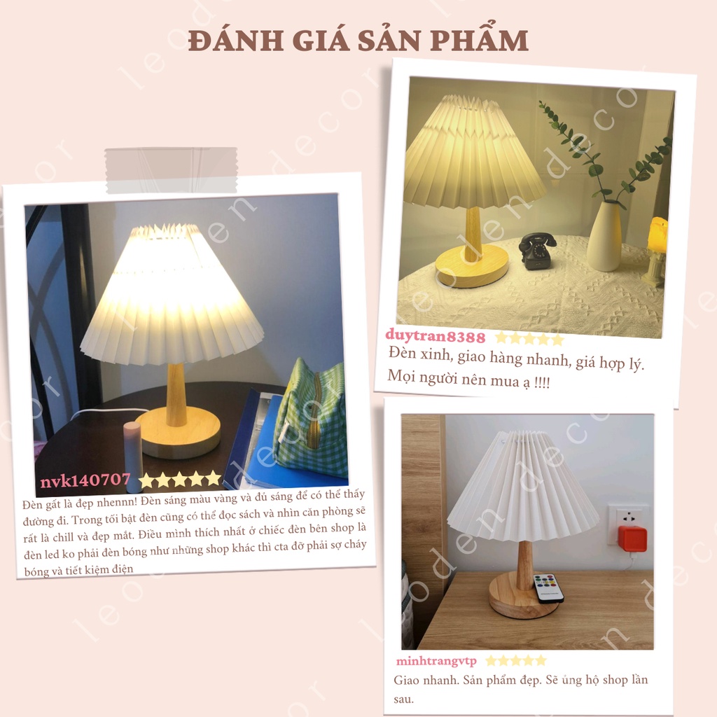 Đèn ngủ để bàn decor phòng ngủ điều khiển từ xa hình nấm, đèn ngủ thông minh ánh sáng 3 màu  đẹp  - LEODEN Decor
