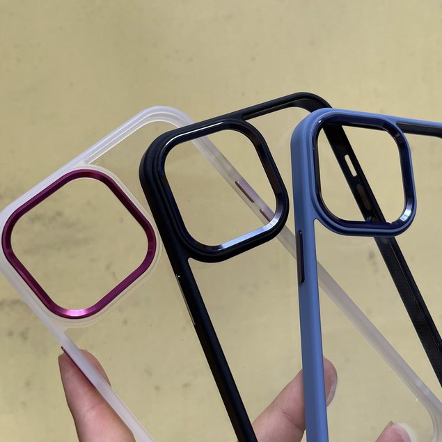 MÀU TÍMỐp điện thoại KF XZ LF CASE lưng cứng chống ố trong suốt chống sốc viền màu dẻo iPhone 11 12 13 PRO / MAX