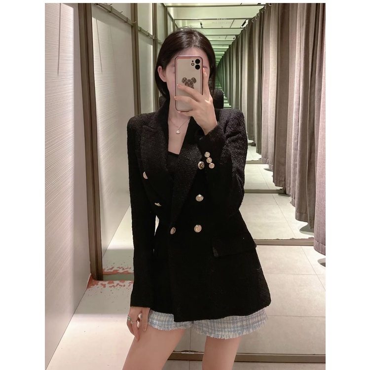 ZARA  Áo Khoác Blazer Hai Hàng Nút Phong Cách Âu Mỹ Thời Trang Mùa Thu 2022 Zara7553457 7553/457
