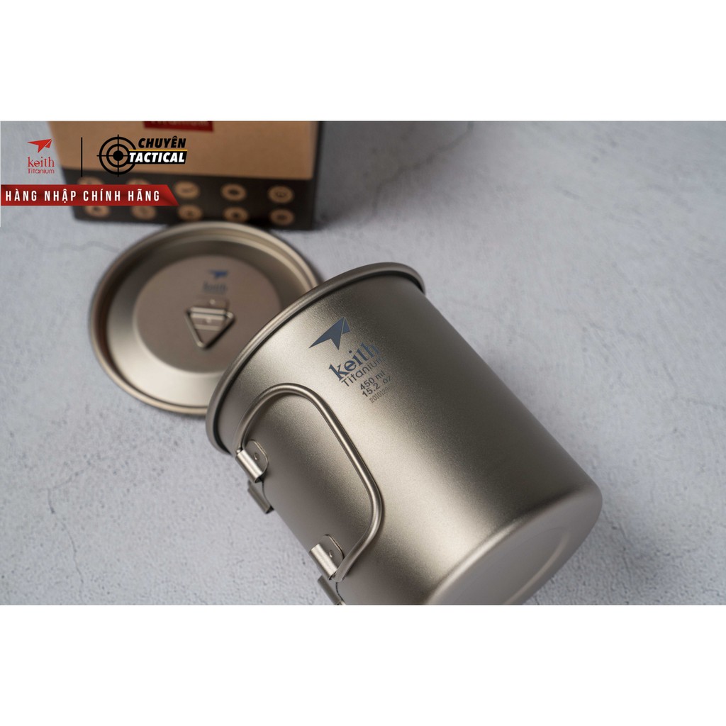 Ca titanium 1 lớp có quai cầm gấp gọn 450ml Keith Ti3204