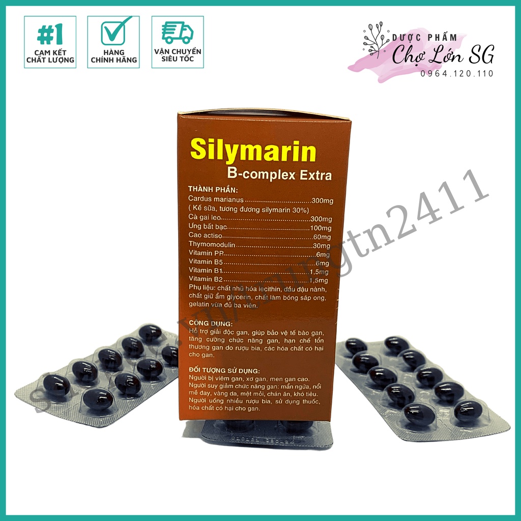 Viên uông bổ gan SILYMARIN B-COMPLEX EXTRA giải độc gan, mát gan, hạn chế tổn thương do bia rượu