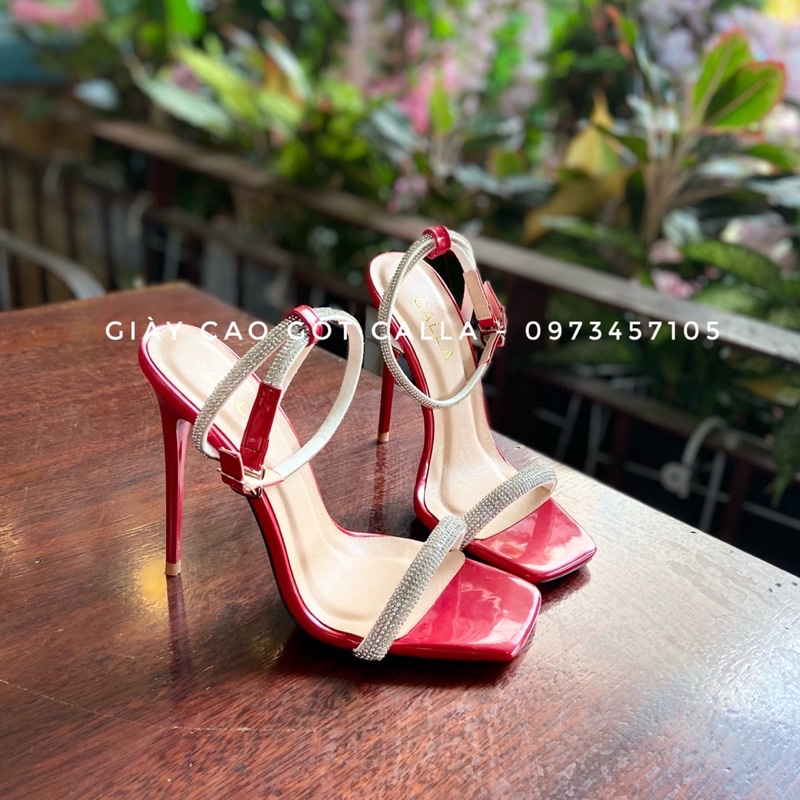 sandal đính đá đủ màu (đen, đỏ, nude, bạc) cao 7cm đến 12cm