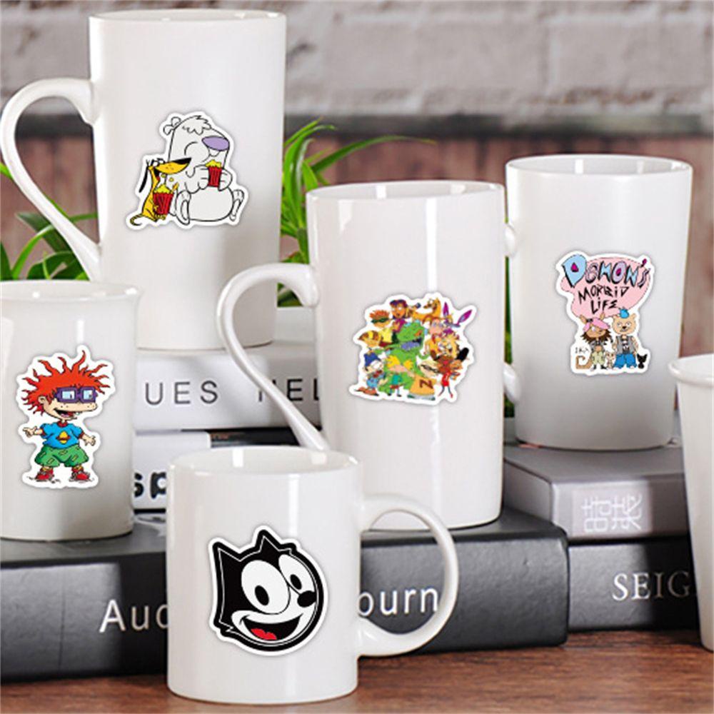 Set 50 Miếng Dán Hoạt Hình Trang Trí Ván Trượt / Guitar / Laptop / Xe Hơi Phong Cách Cổ Điển 90s