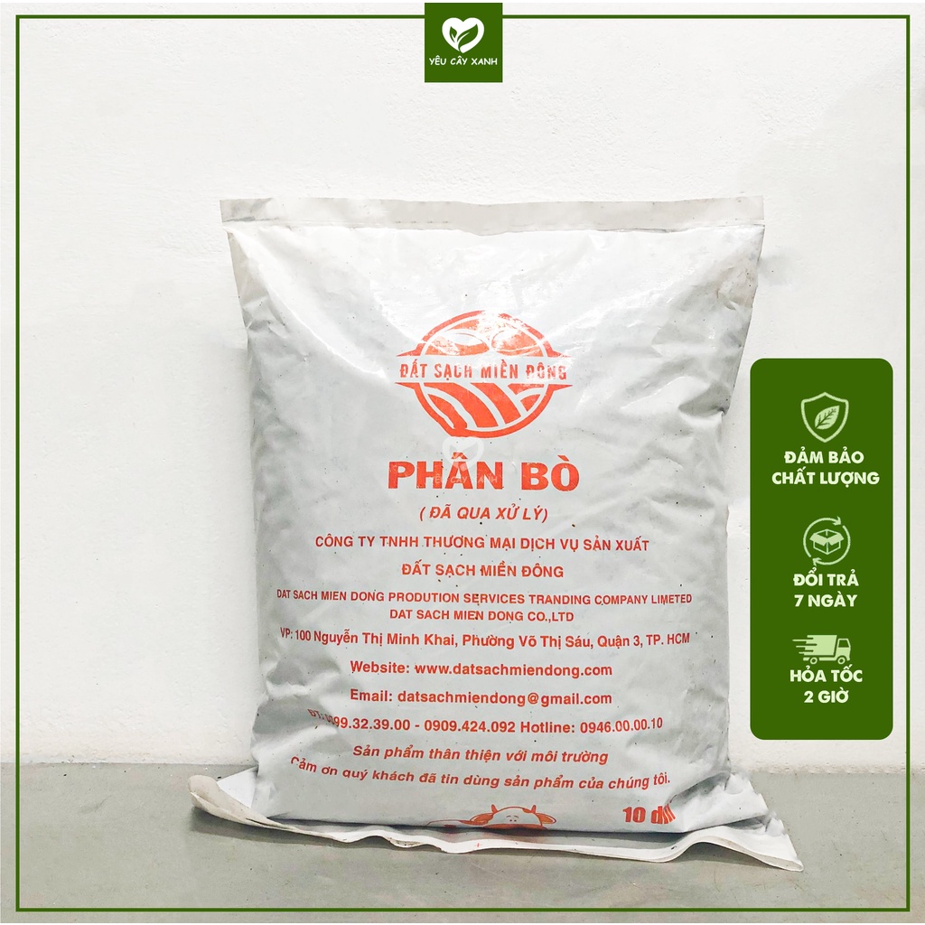 Phân Bò Hữu Cơ  Đã Qua Xử Lý, Không Mùi, Bổ Sung Dinh Dưỡng và Làm Xốp Đất (Túi 10 dm3) - Yêu Cây Xanh