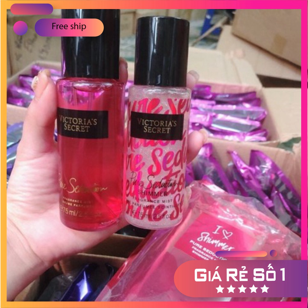 Set 2 Xịt thơm body Victoria’s Secret I Love Shimmer Gift Set - Xịt Body Victoria Secret Bản Đặc Biệt Có Nhũ Óng Ánh | Thế Giới Skin Care