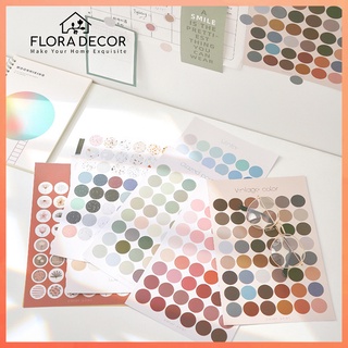Sticker nhãn dán chấm tròn Flora Decor trang trí sổ, decor, dán postcard