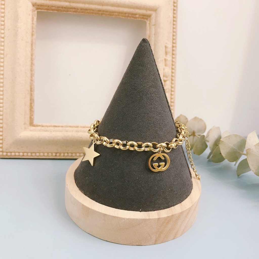 GUCCI Vòng đeo tay bằng thép titan họa tiết chữ GG thời trang thanh lịch cho nữ