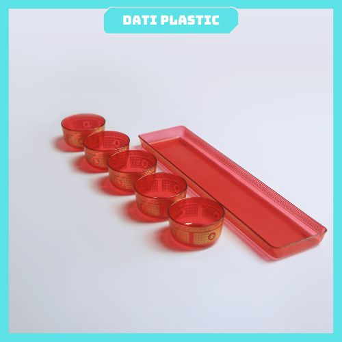 Dàn 05 chung cúng nước bàn thờ ông địa ông thần tài nhựa AS