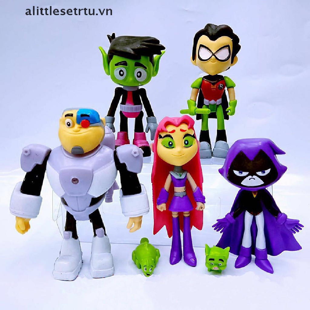 Set 7 Mô Hình Đồ Chơi Nhân Vật Robin Cyborg Beast Boy Raven