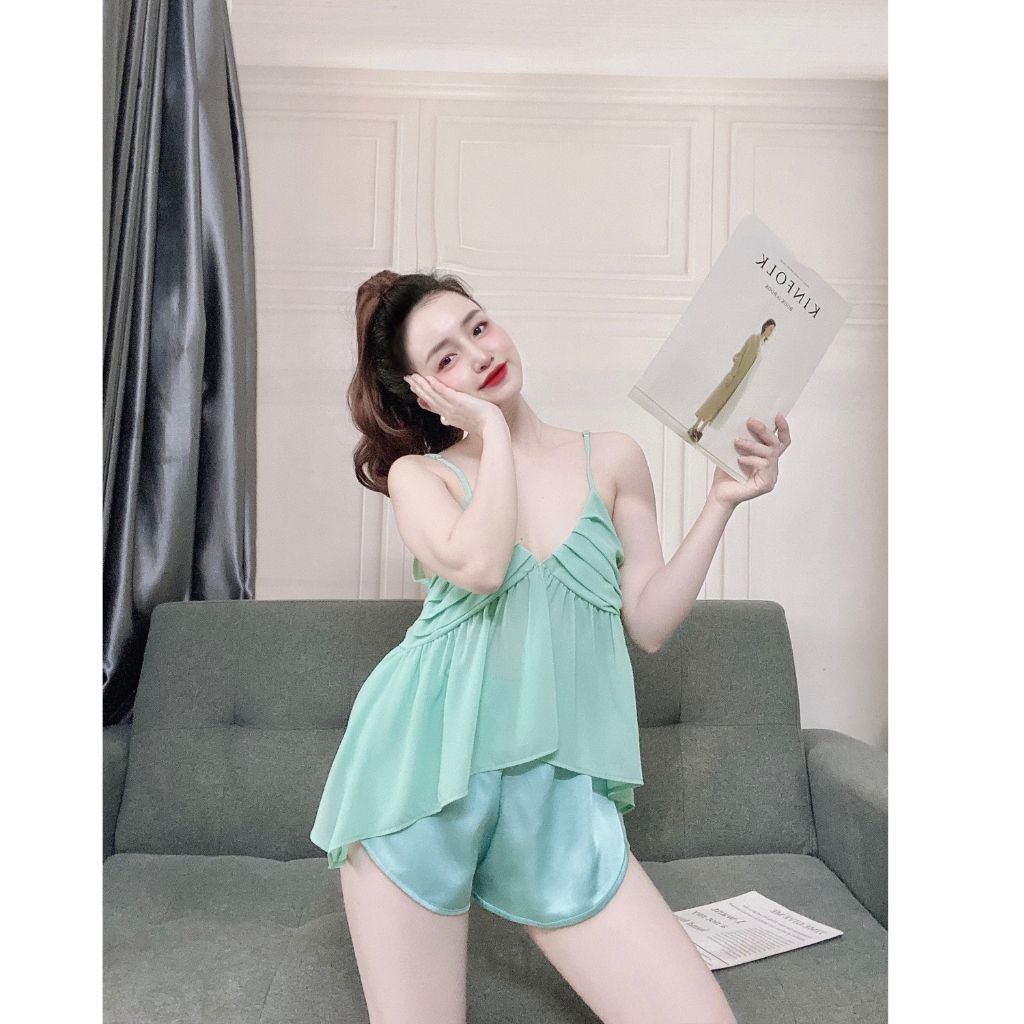 Bộ Ngủ Nữ Hai Dây Đồ Bộ Ngủ Sexy Mặc Nhà Hàng Loại 1 Cao Cấp Freesize