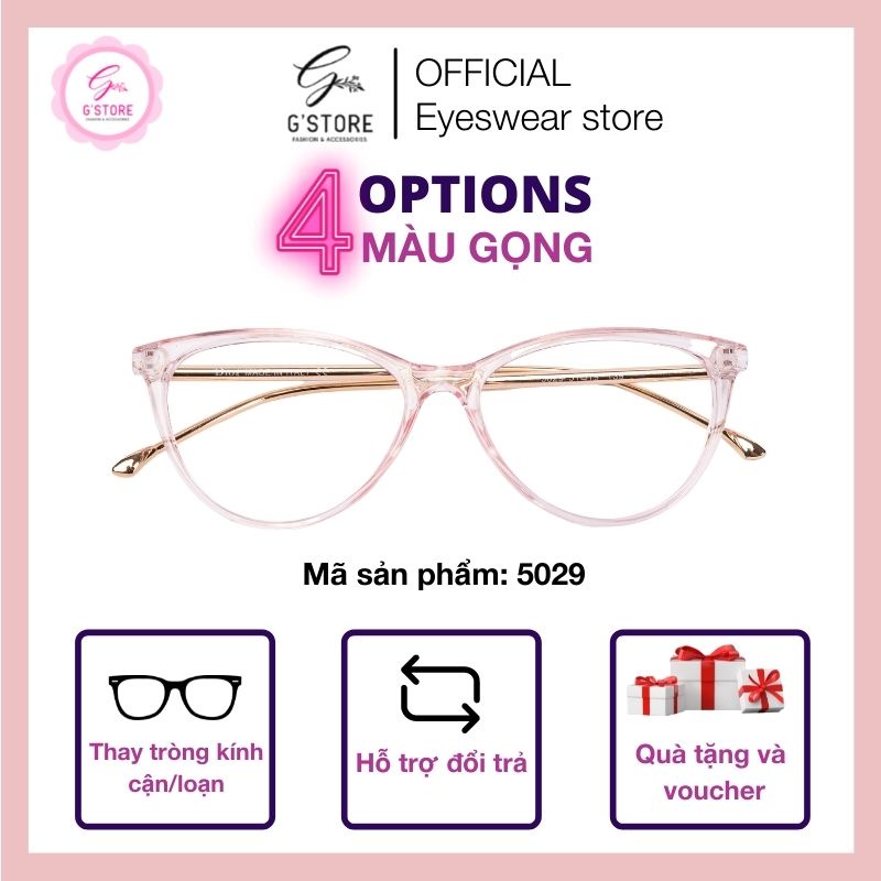 Gọng Kính Thiết Kế Dáng Mắt Mèo, Gọng Kính Cận Mắt Mèo Càng Kim Loại Chắc Chắn 5029
