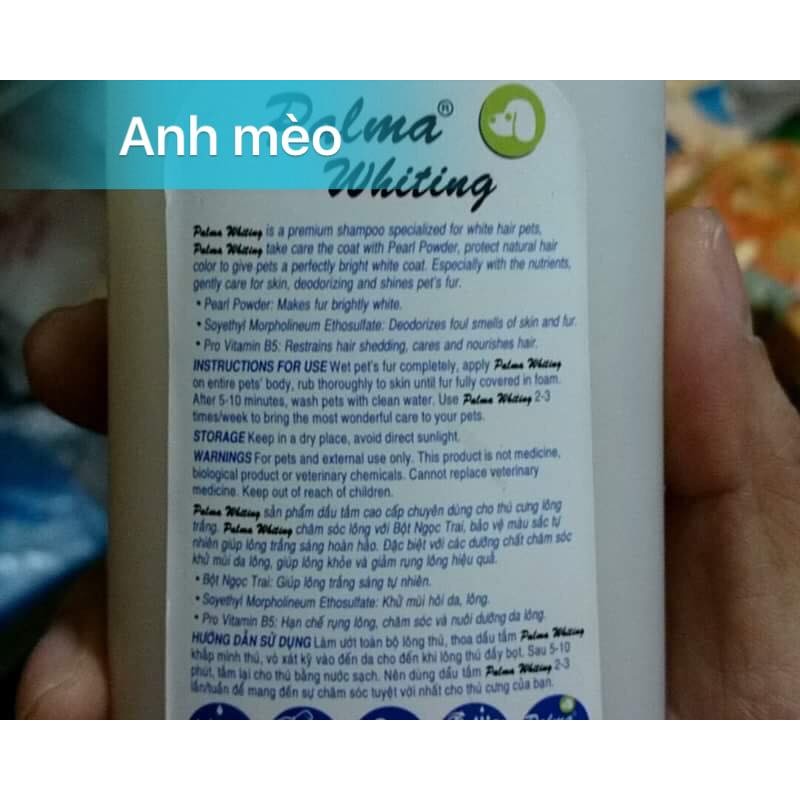Dầu tắm chó - mèo lông trắng Palma whiting