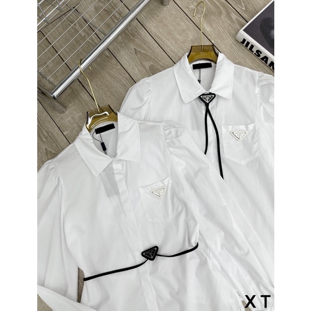 Áo sơ mi trắng prada kèm belt hàng QCL1