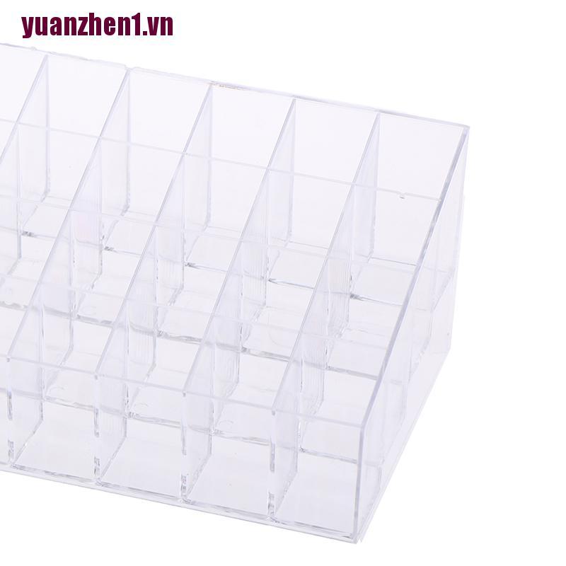 [Hàng mới về] Khay acrylic trong suốt 24 ngăn dùng để đựng son môi/ đồ trang điểm tiện lợi