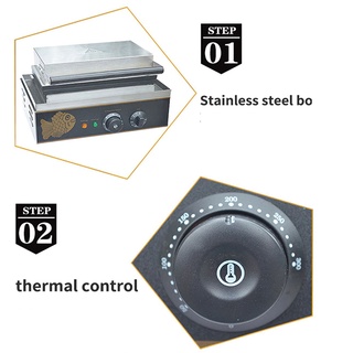 Máy làm bánh cá nhỏ công nghiệp 1650W gia nhiệt kép 2 mặt, chống dính teflon siêu bền