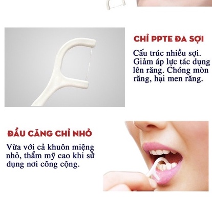 Hộp 50 Chiếc Tăm Chỉ Nha Khoa Sợi Chỉ Mảnh Giúp làm Sạch - Chỉ nha khoa bảo vệ răng miệng chống sâu răng