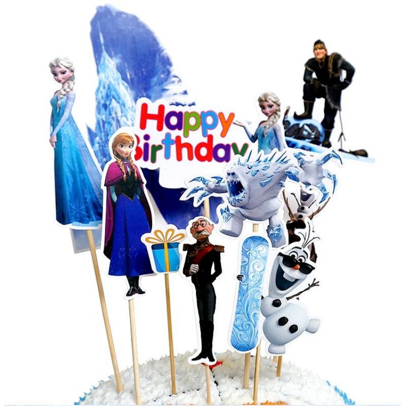 1 Bộ Phụ Kiện Trang Trí Bánh Kem Sinh Nhật Hình Công Chúa Elsa Trong Phim Frozen