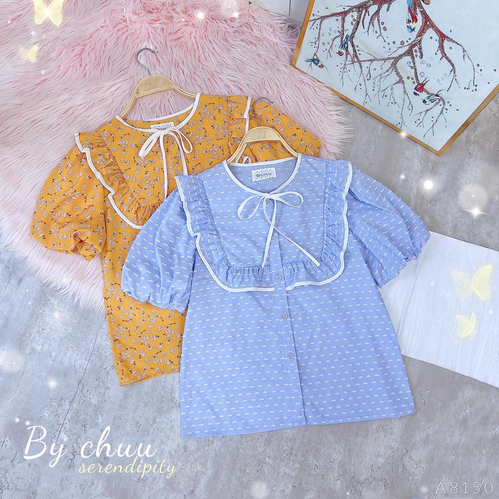 Áo sơ mi công sở nữ kiểu vạt vuông tay bí CHUU A8150