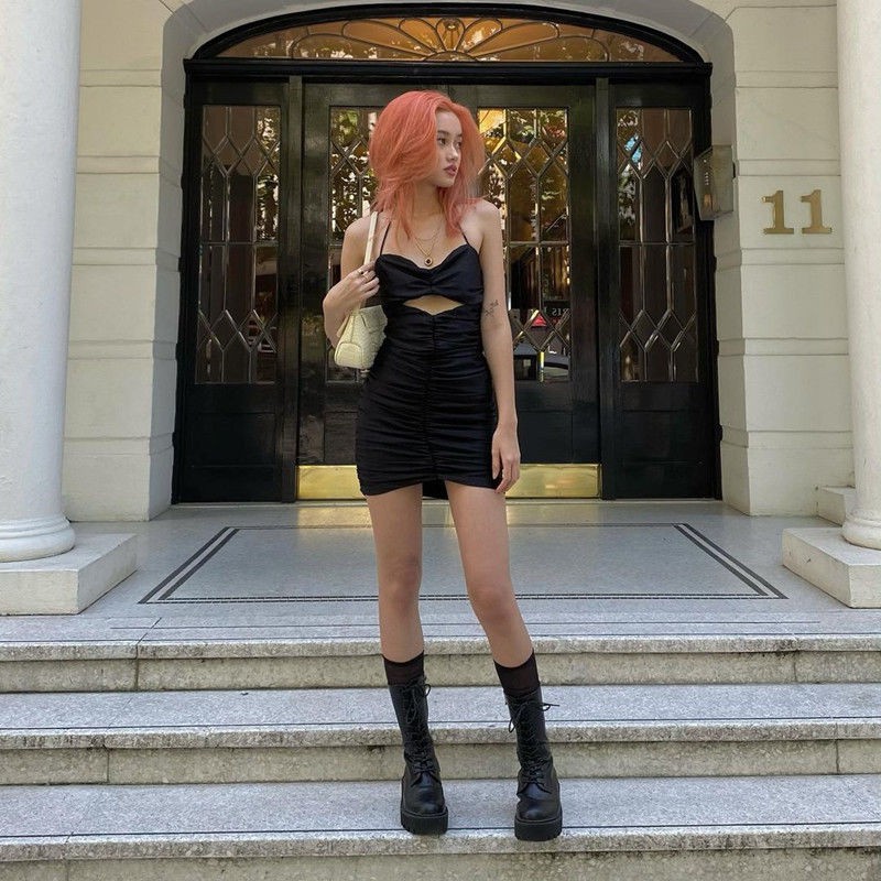 Váy lụa body cut eo ôm dáng sexy cá tính thời trang Becky