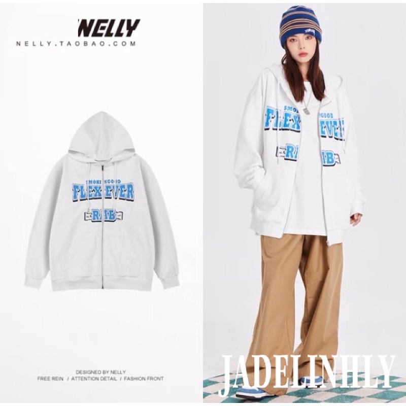 Áo khoác nelly nỉ sale (có sẵn) flexever rab chữ xanh