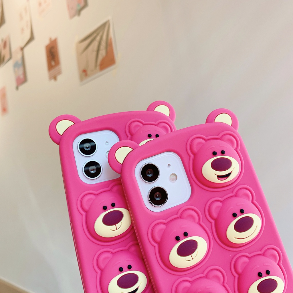 Ốp Điện Thoại Silicon Mềm Hình Gấu Và Quả Dâu Tây Dễ Thương Cho iphone 12 pro max 11 pro max xs max xr x 7 8 plus