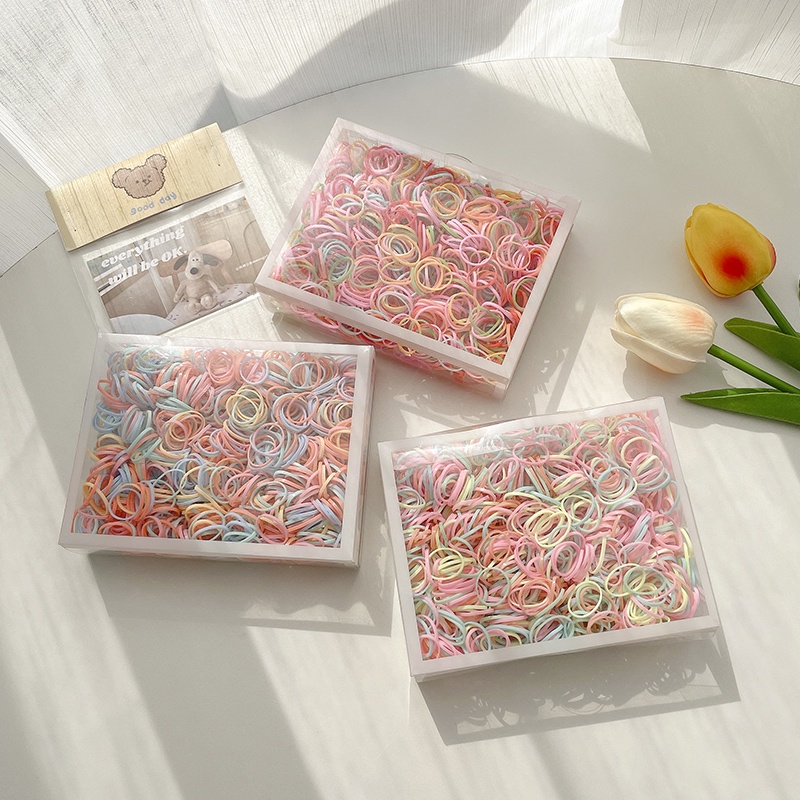 Set 1000 Dây Buộc Tóc Cao Su Sử Dụng Một Lần Không Đau Thiết Kế Đơn Giản Dễ Thương Cho Nữ