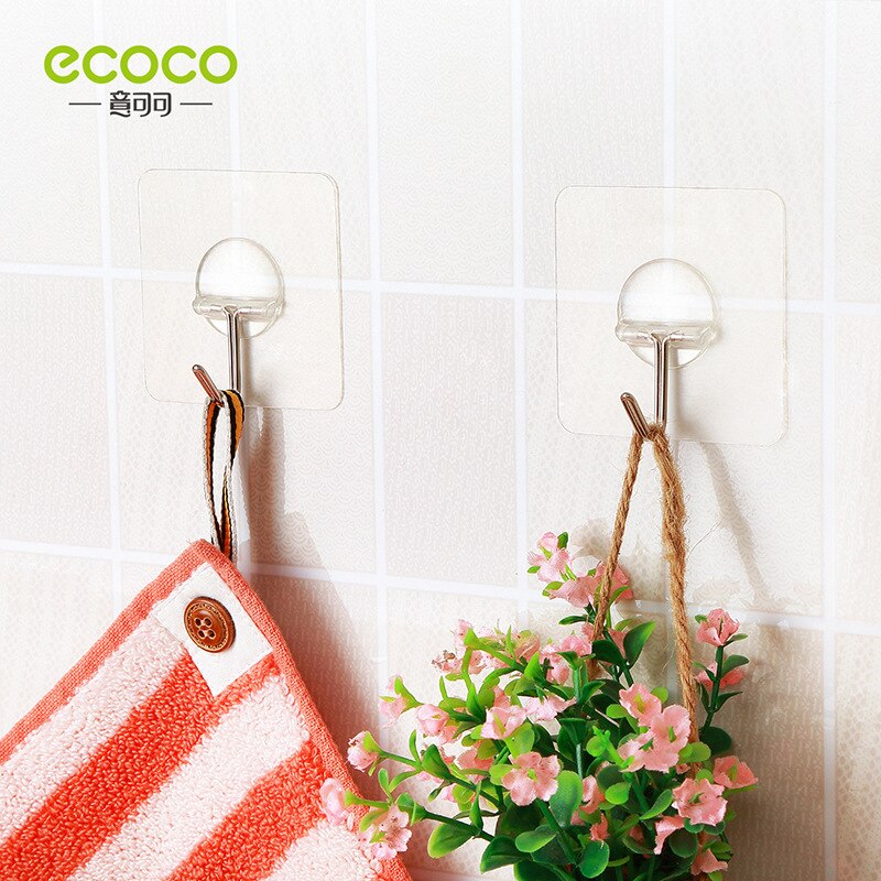 Set 8 móc treo trong suốt ECOCO không để lại dấu vết chịu lực nặng có thể tái sử dụng cho phòng tắm/nhà bếp
